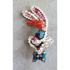 1987 ROGER RABBIT Swarovski Crystals Jeweled BROOCH Wendy Gell for DISNEY 3"
